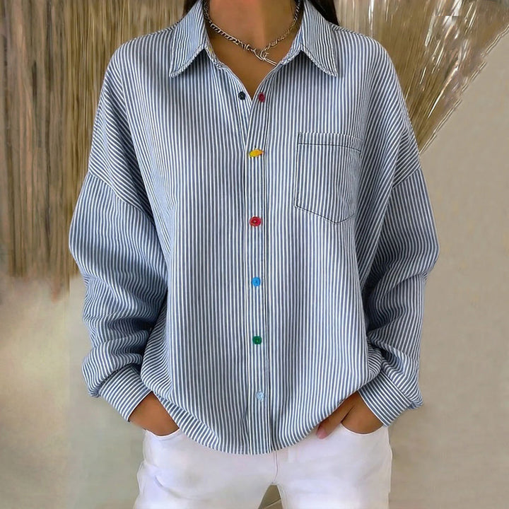 Chelsea - Casual Striped Button Blouse