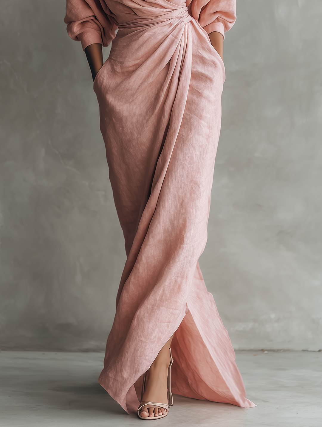 Rosa - Flowy Maxi Dress with V-Neck