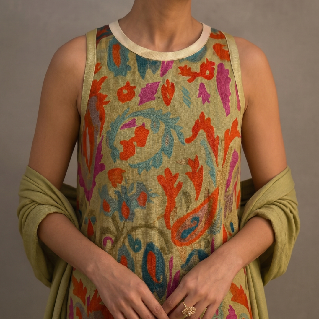 Daniela - Printed Maxi Dress with Matching Cardigan