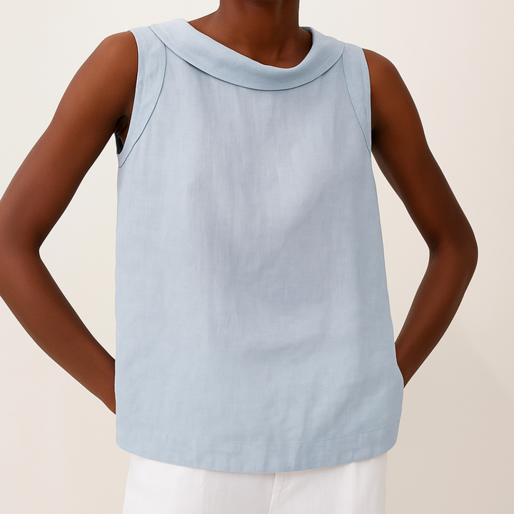 Maria - Sleeveless Roll Collar Top