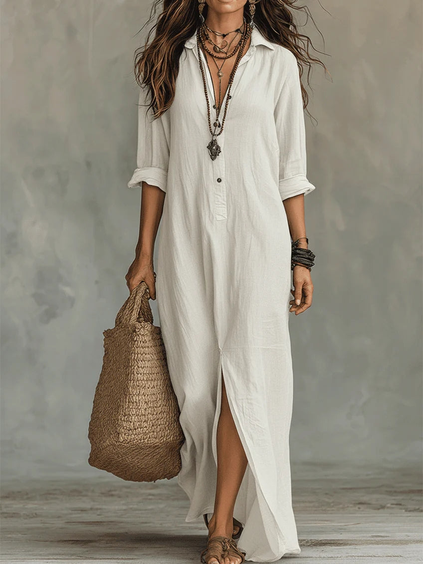 SOLVEGA - Airy Button Maxi Dress