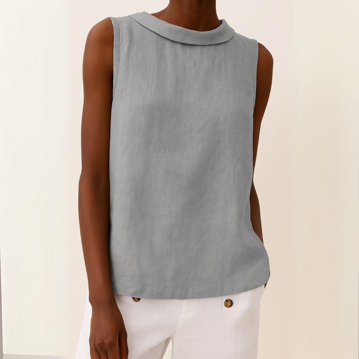 Maria - Sleeveless Roll Collar Top