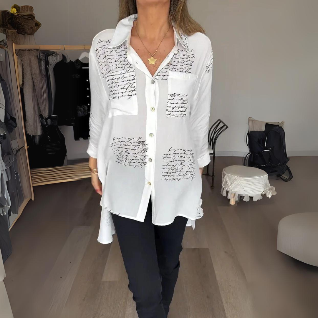 Zoey - Handwritten Button-Up Shirt