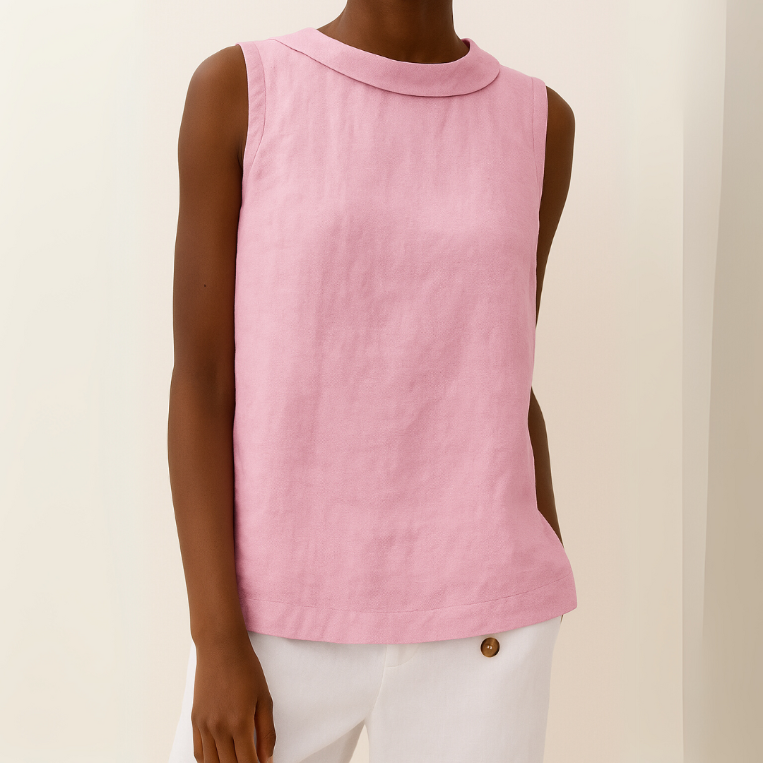 Maria - Sleeveless Roll Collar Top