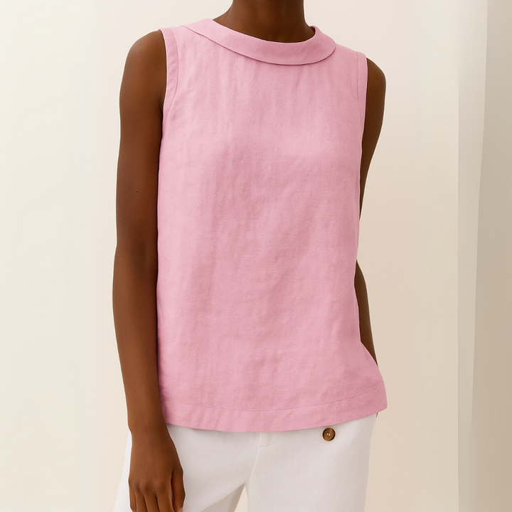 Maria - Sleeveless Roll Collar Top