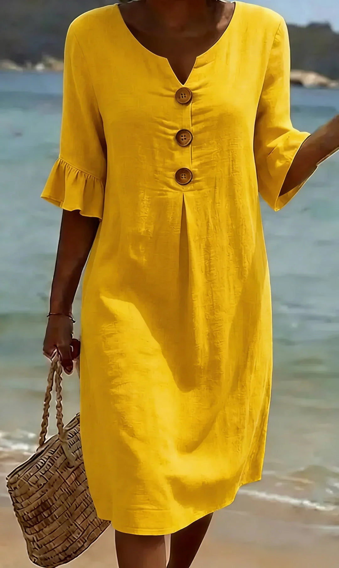 VANESA - Cotton Linen Button Dress