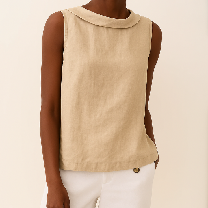 Maria - Sleeveless Roll Collar Top