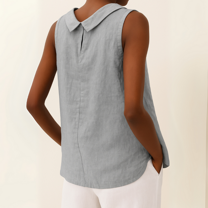 Maria - Sleeveless Roll Collar Top