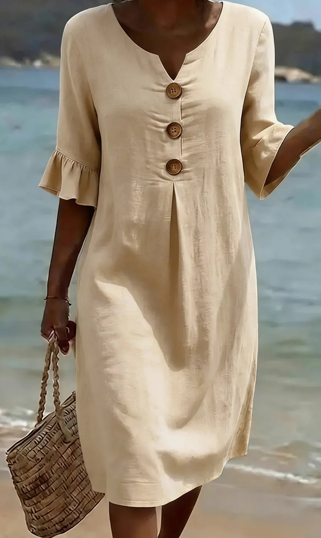 VANESA - Cotton Linen Button Dress