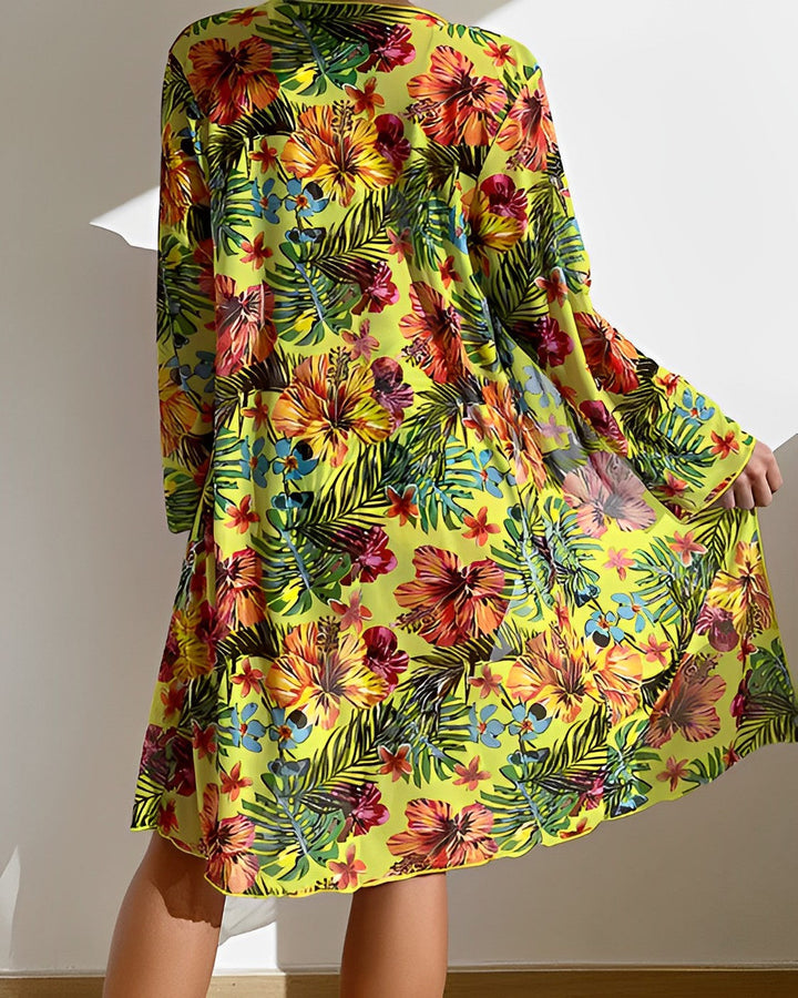 FLORA - Tropical Print Bikini Set with Cover-Up