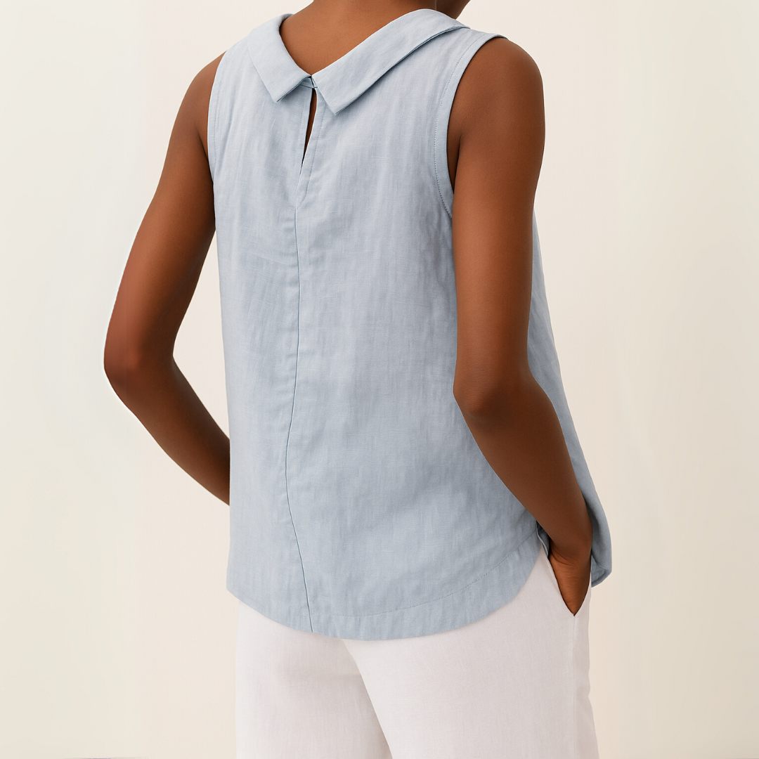 Maria - Sleeveless Roll Collar Top