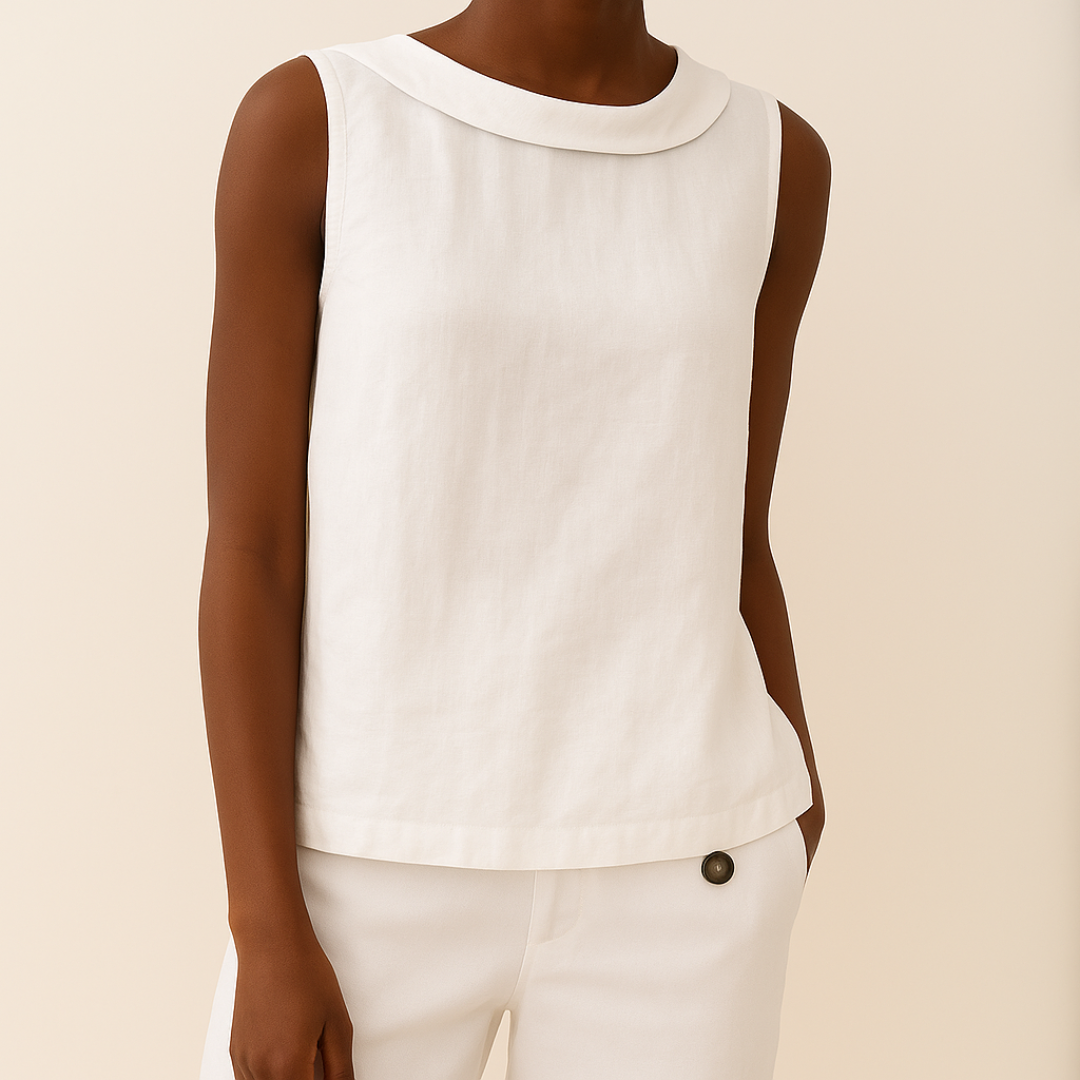 Maria - Sleeveless Roll Collar Top