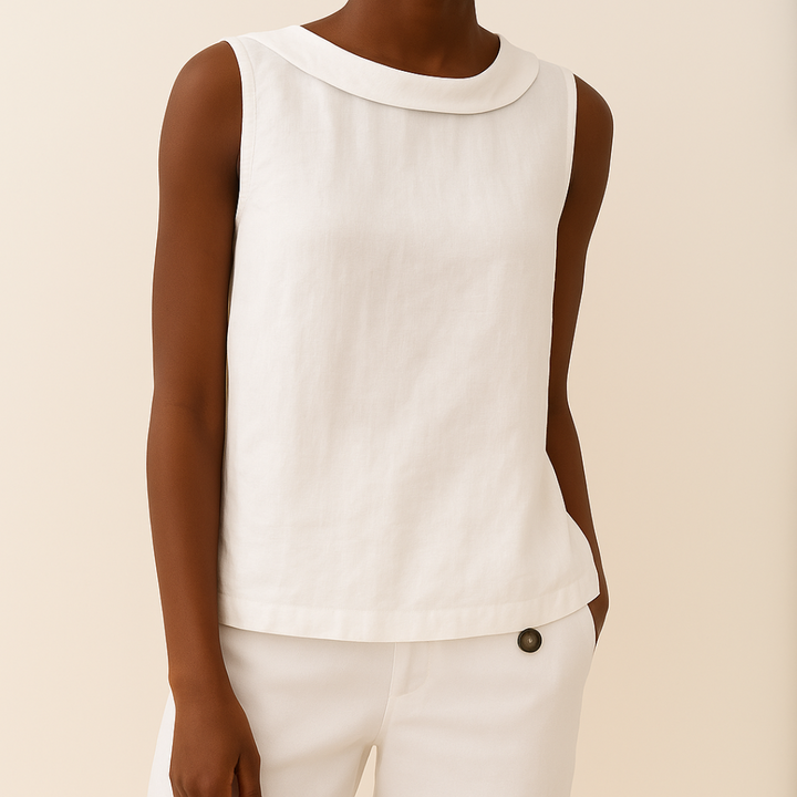Maria - Sleeveless Roll Collar Top