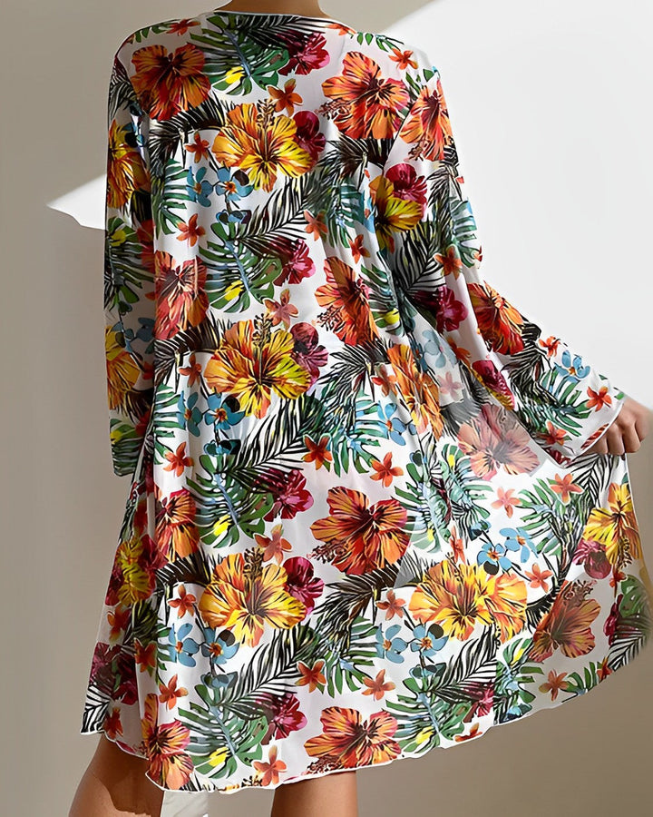 FLORA - Tropical Print Bikini Set with Cover-Up