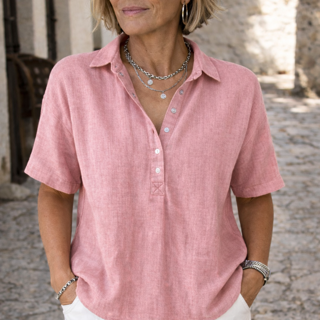 FLEUR - Elegant Button Collar Blouse