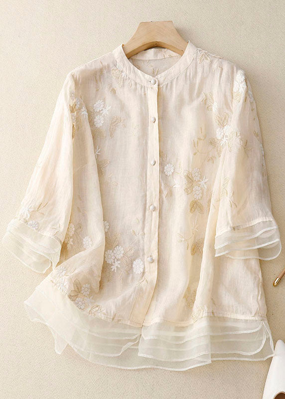 Kourtney - Chic Blouse with Floral Accents