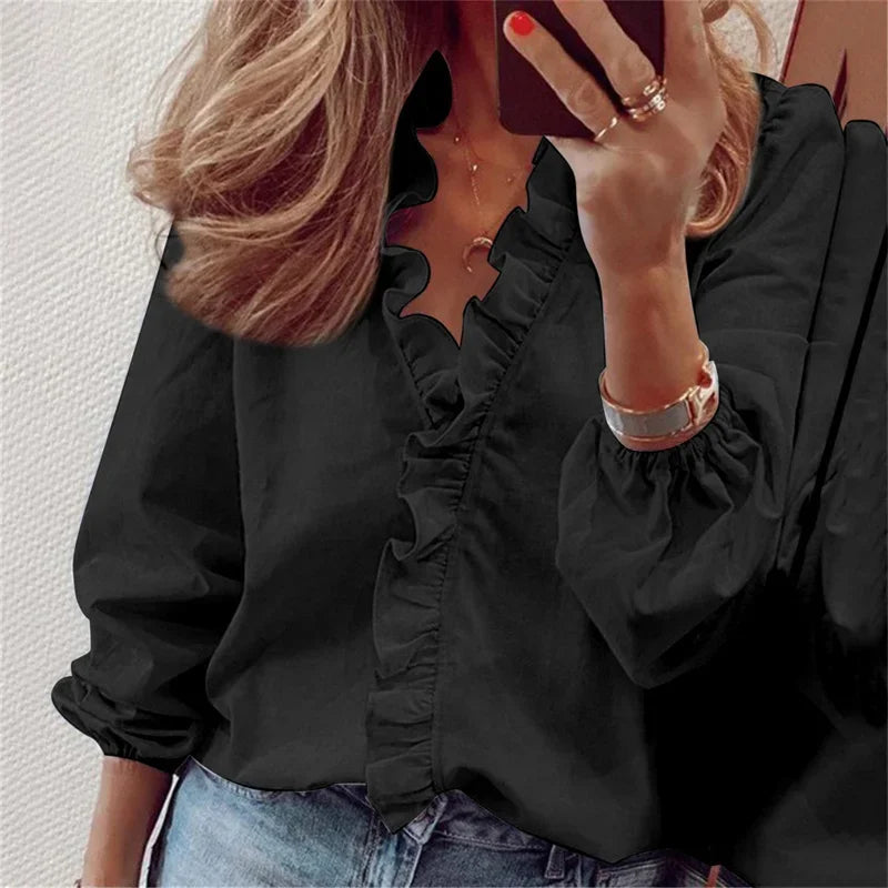 Enola - Feminine Blouse with Playful Ruffles