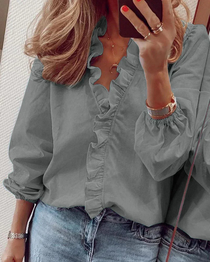 Enola - Feminine Blouse with Playful Ruffles