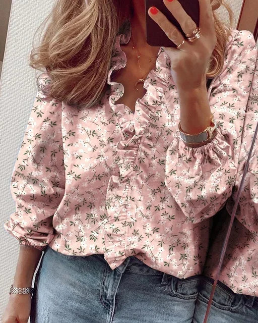 Enola - Feminine Blouse with Playful Ruffles