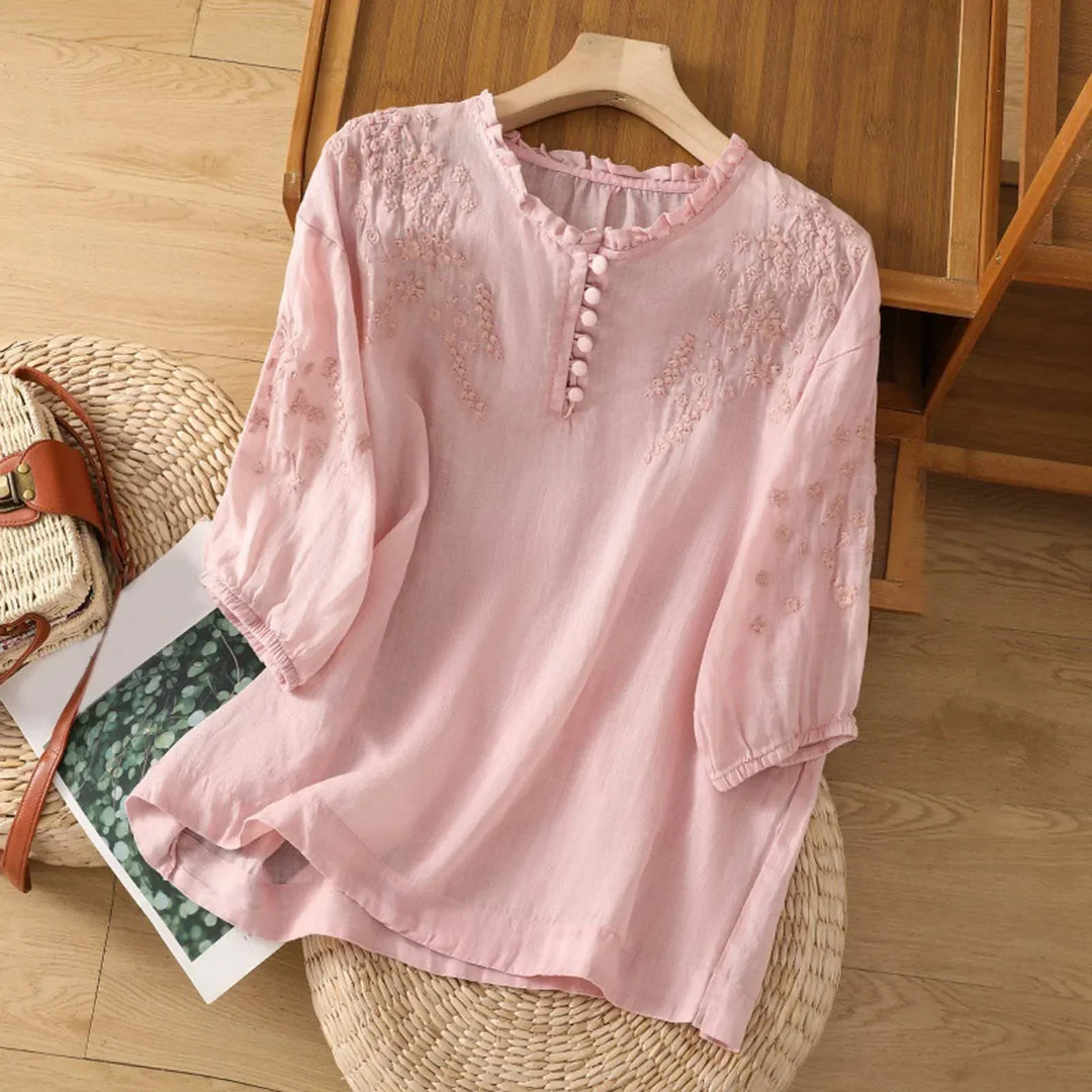 Pien - Floral Button-Front Blouse