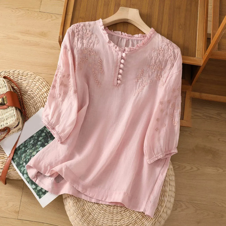 Pien - Floral Button-Front Blouse