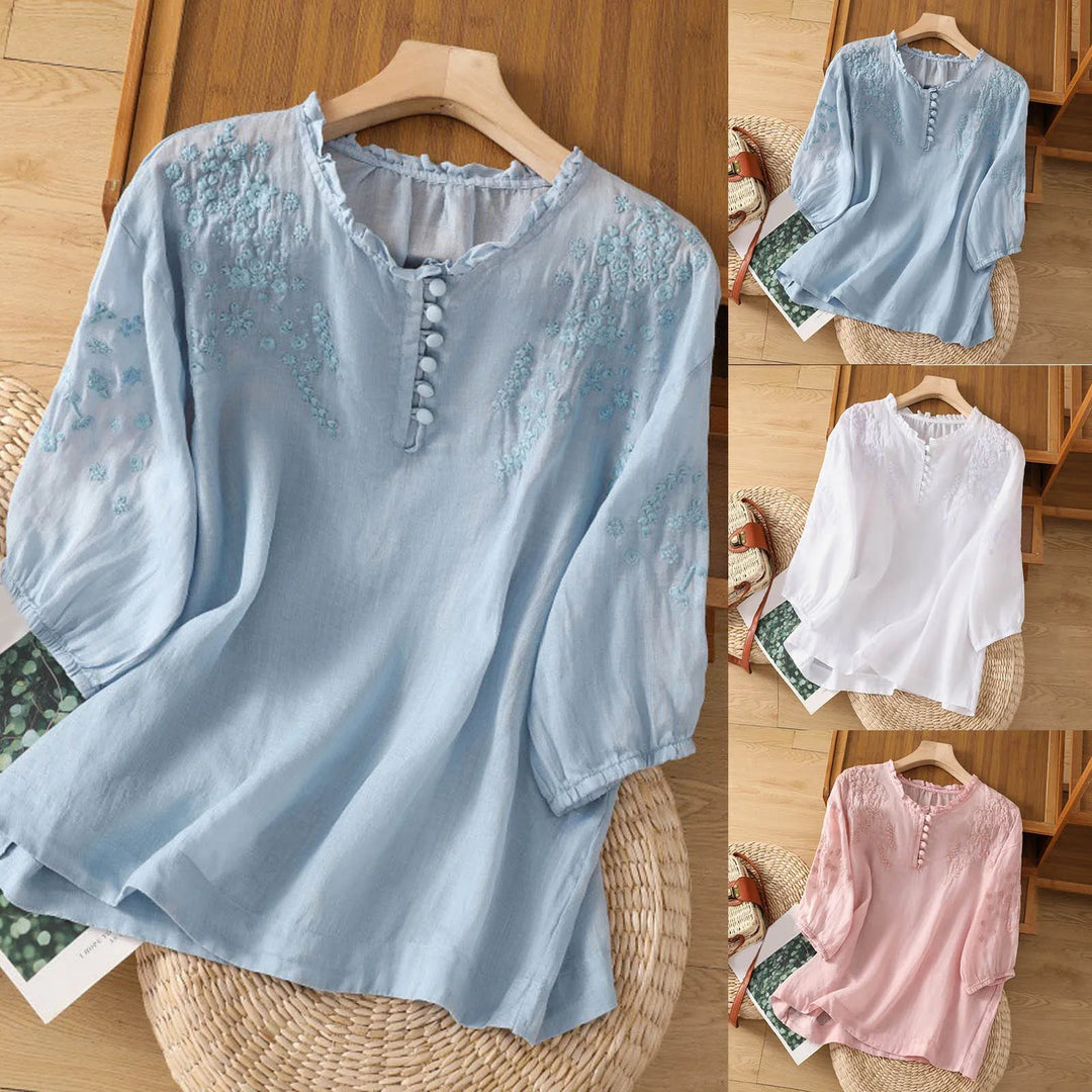 Pien - Floral Button-Front Blouse