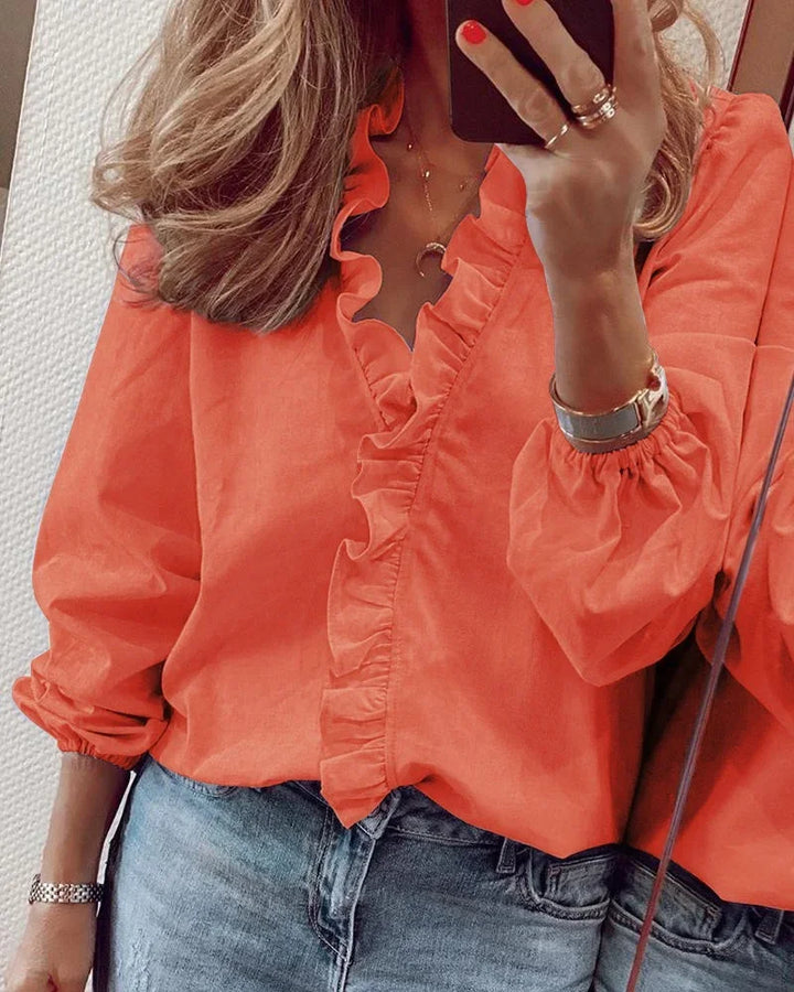 Enola - Feminine Blouse with Playful Ruffles