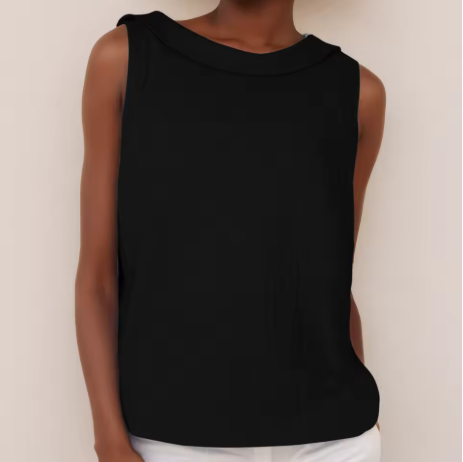 Maria - Sleeveless Roll Collar Top