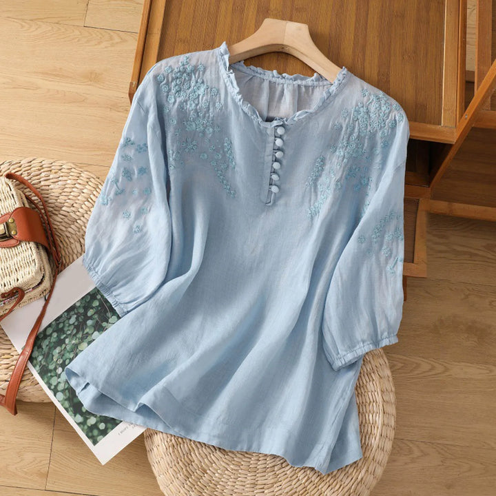 Pien - Floral Button-Front Blouse