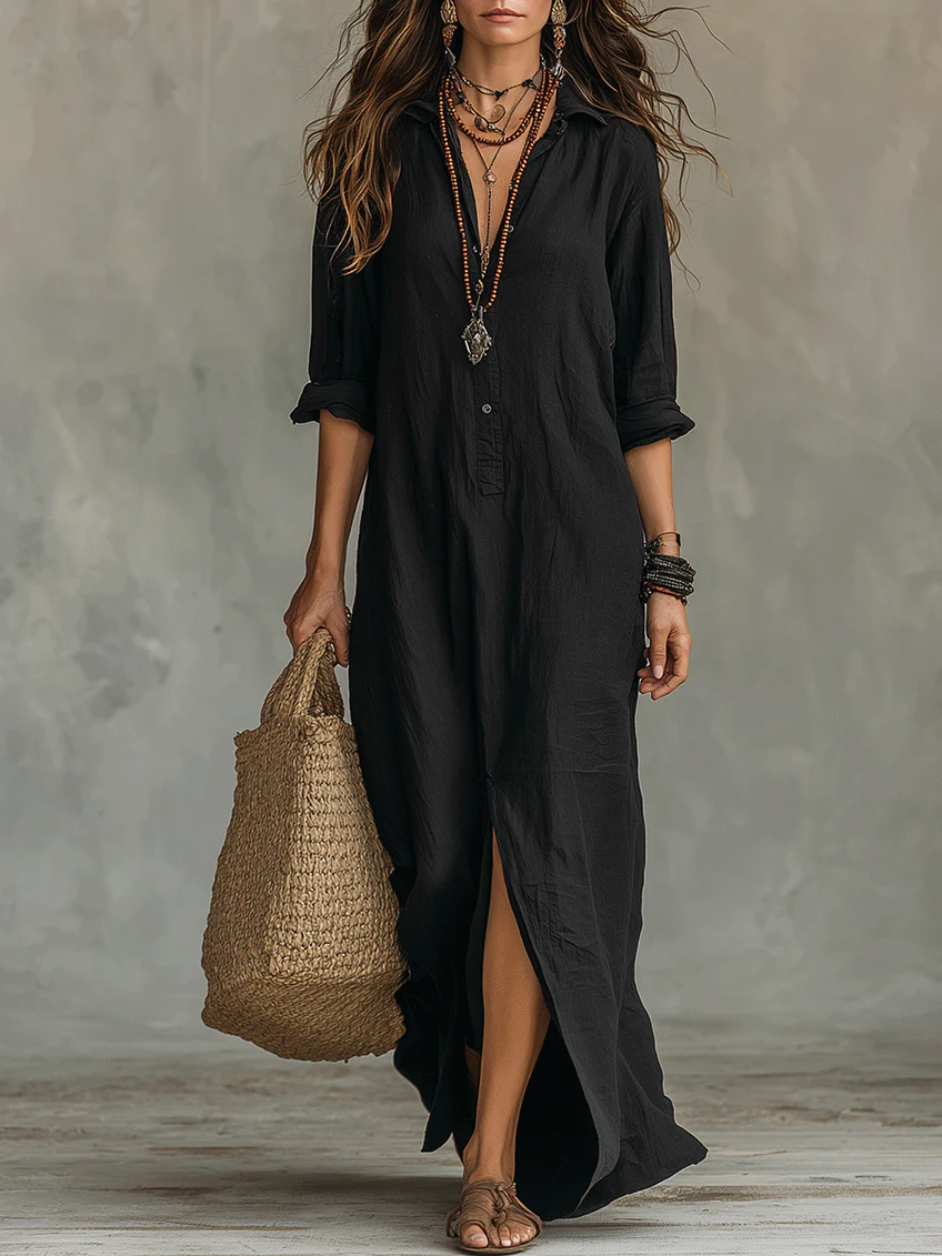 SOLVEGA - Airy Button Maxi Dress