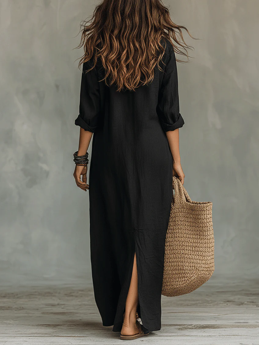 SOLVEGA - Airy Button Maxi Dress