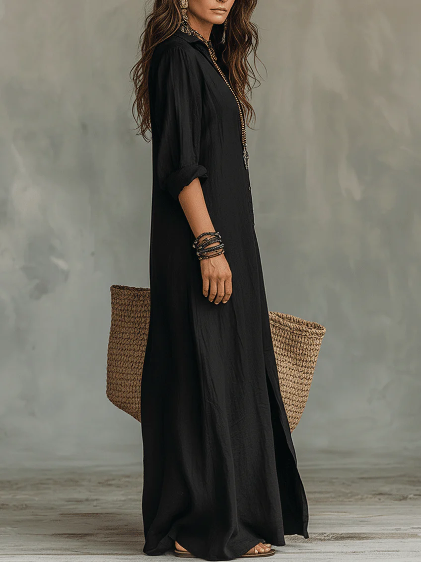 SOLVEGA - Airy Button Maxi Dress