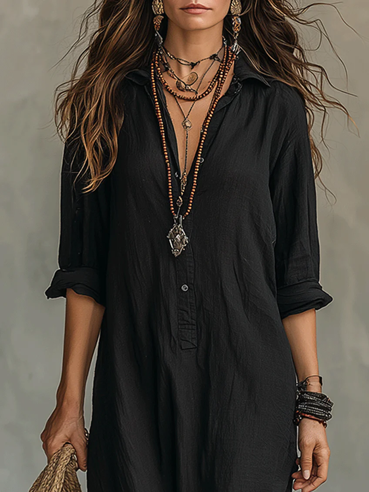 SOLVEGA - Airy Button Maxi Dress