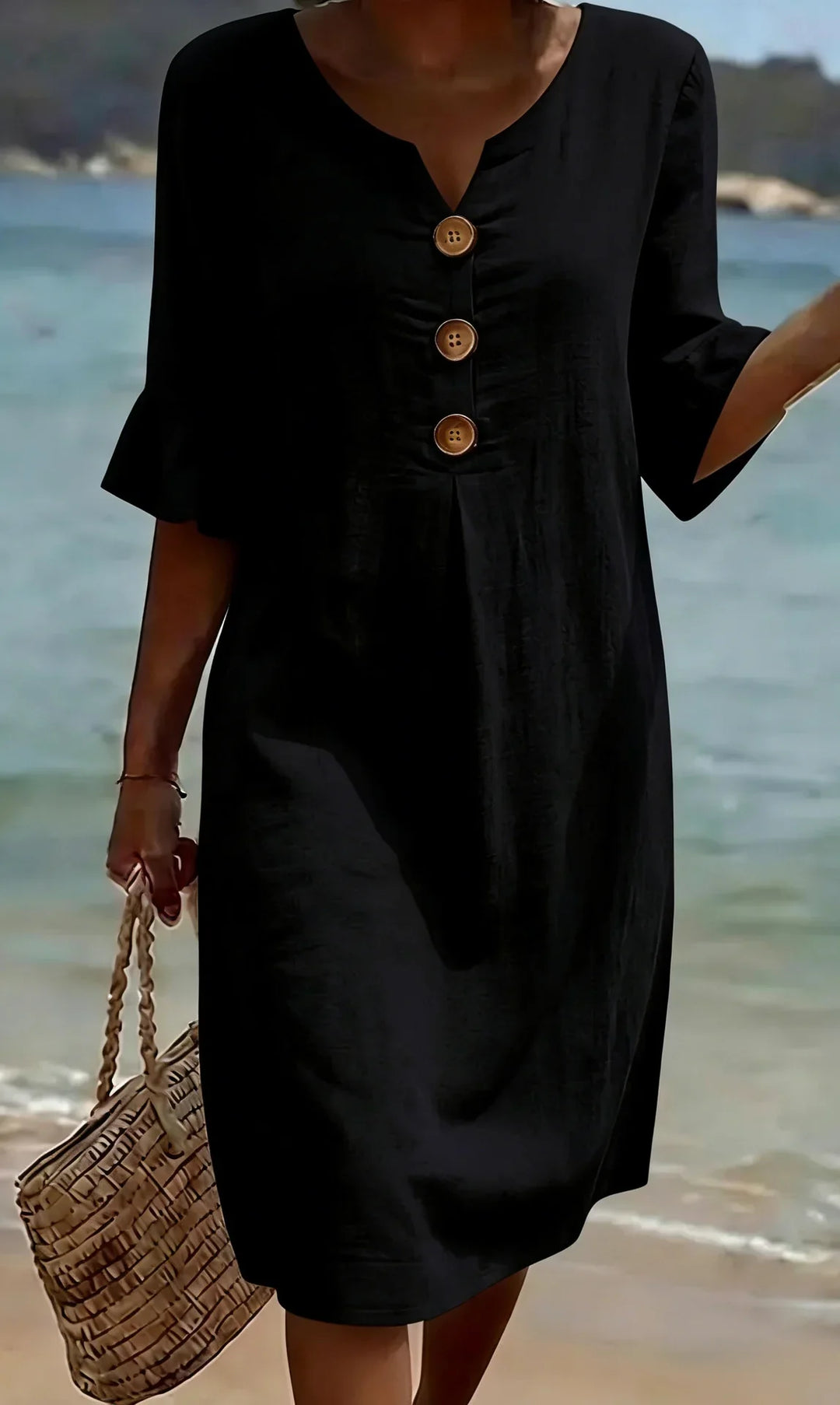 VANESA - Cotton Linen Button Dress