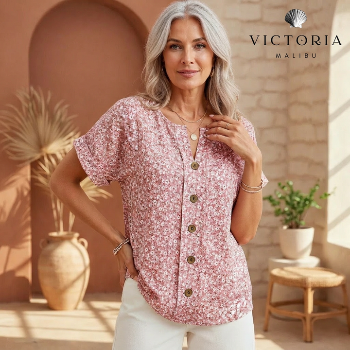 Selestia - Floral Button-Up Blouse