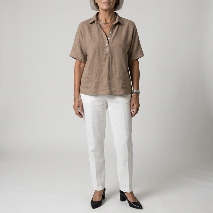 FLEUR - Elegant Button Collar Blouse
