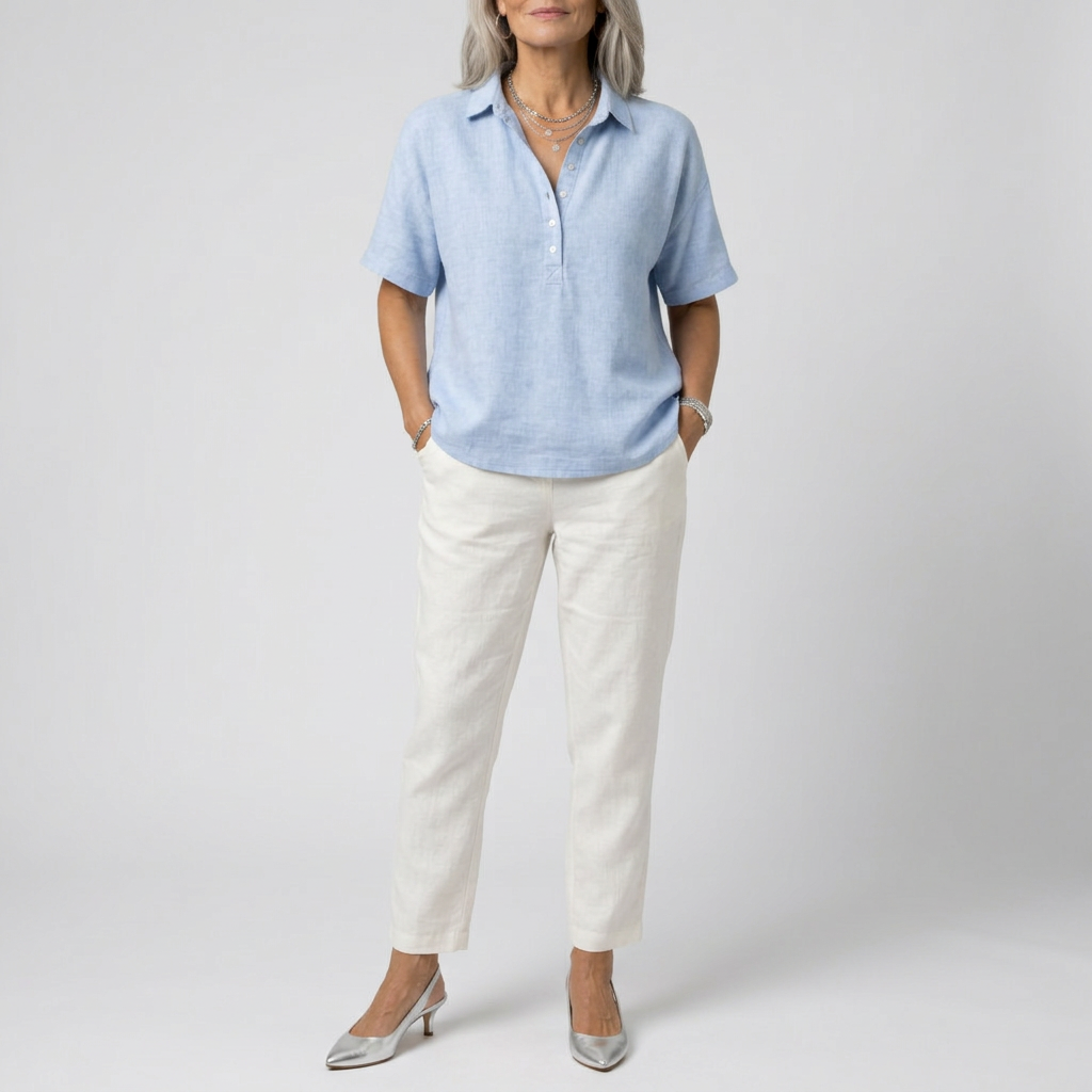FLEUR - Elegant Button Collar Blouse