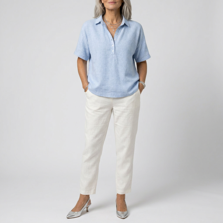 FLEUR - Elegant Button Collar Blouse