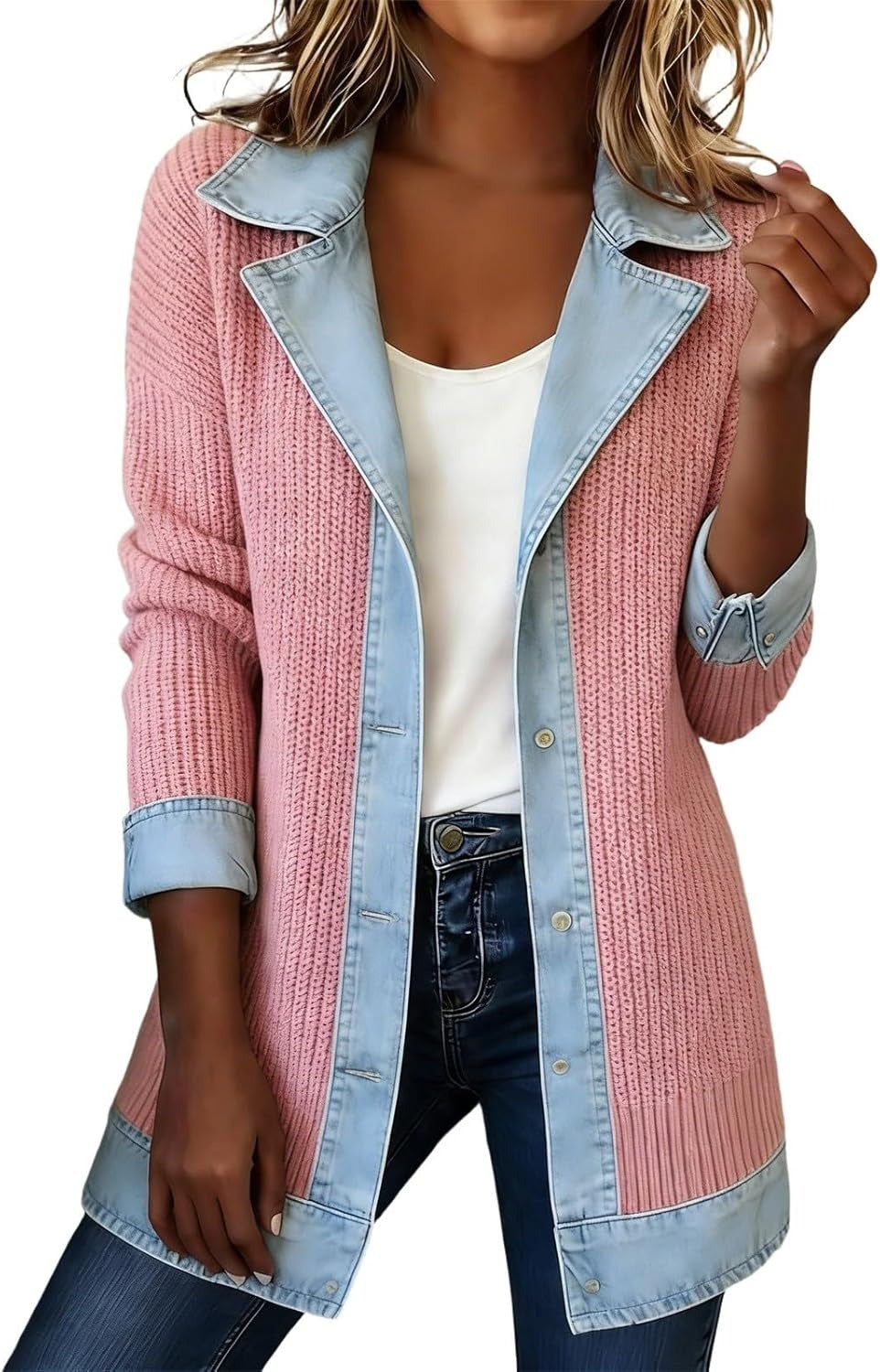 EMILY - Denim Mix Layered Jacket