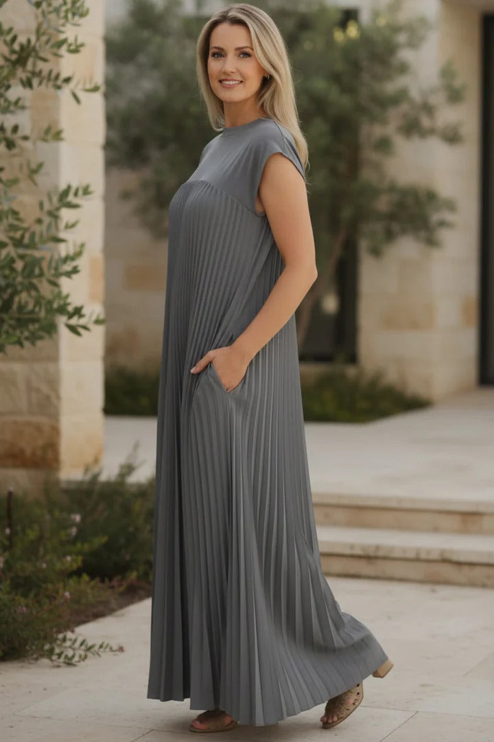 SOPHIA - Elegant Pleated Maxi Dress