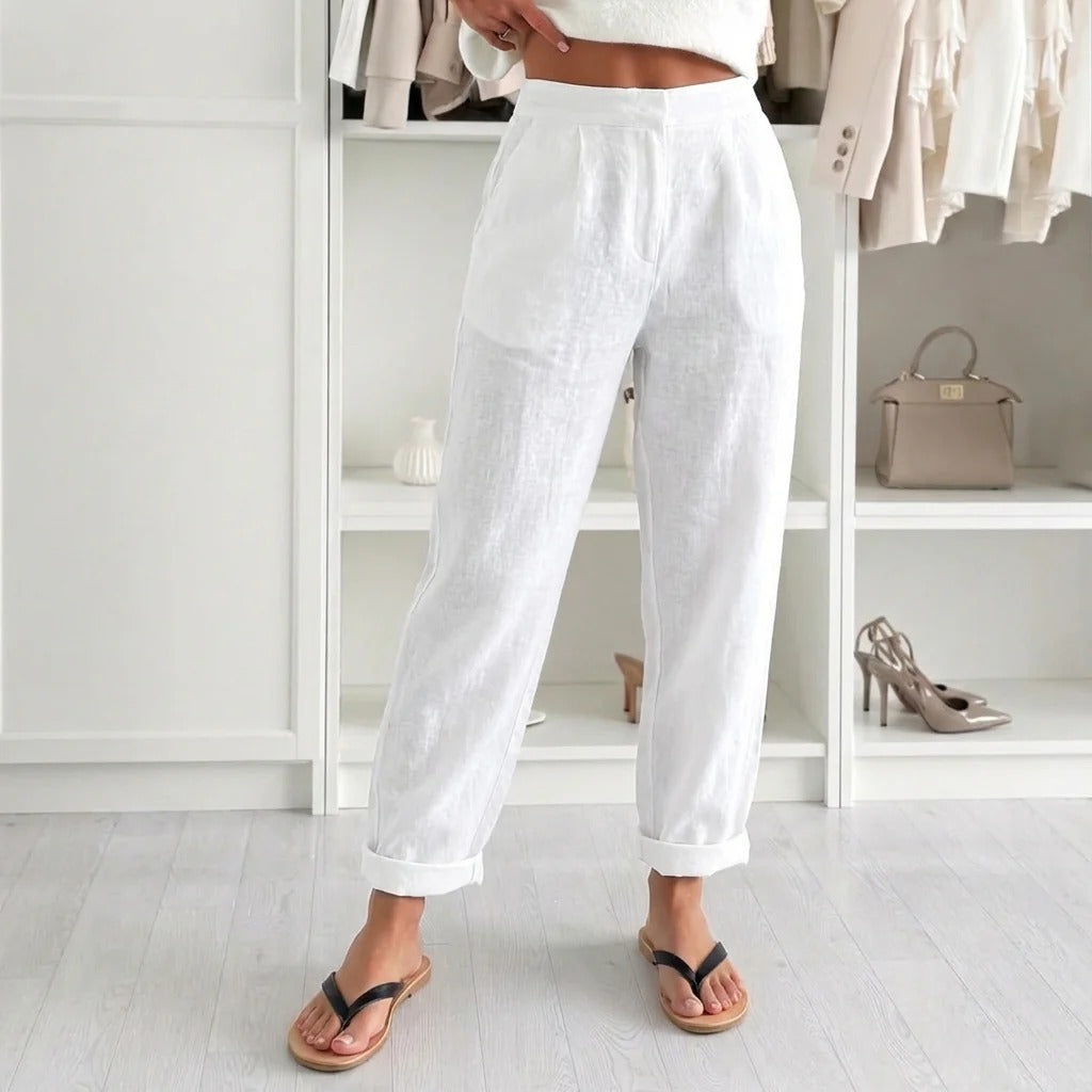 Caroline - Elegant Striped Button Pants