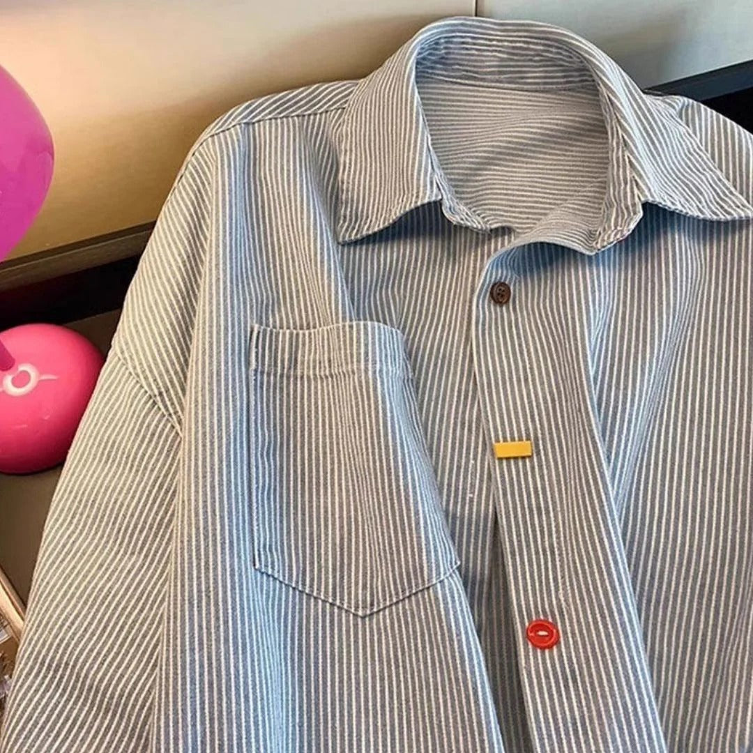 Chelsea - Casual Striped Button Blouse