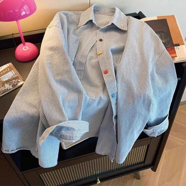 Chelsea - Casual Striped Button Blouse