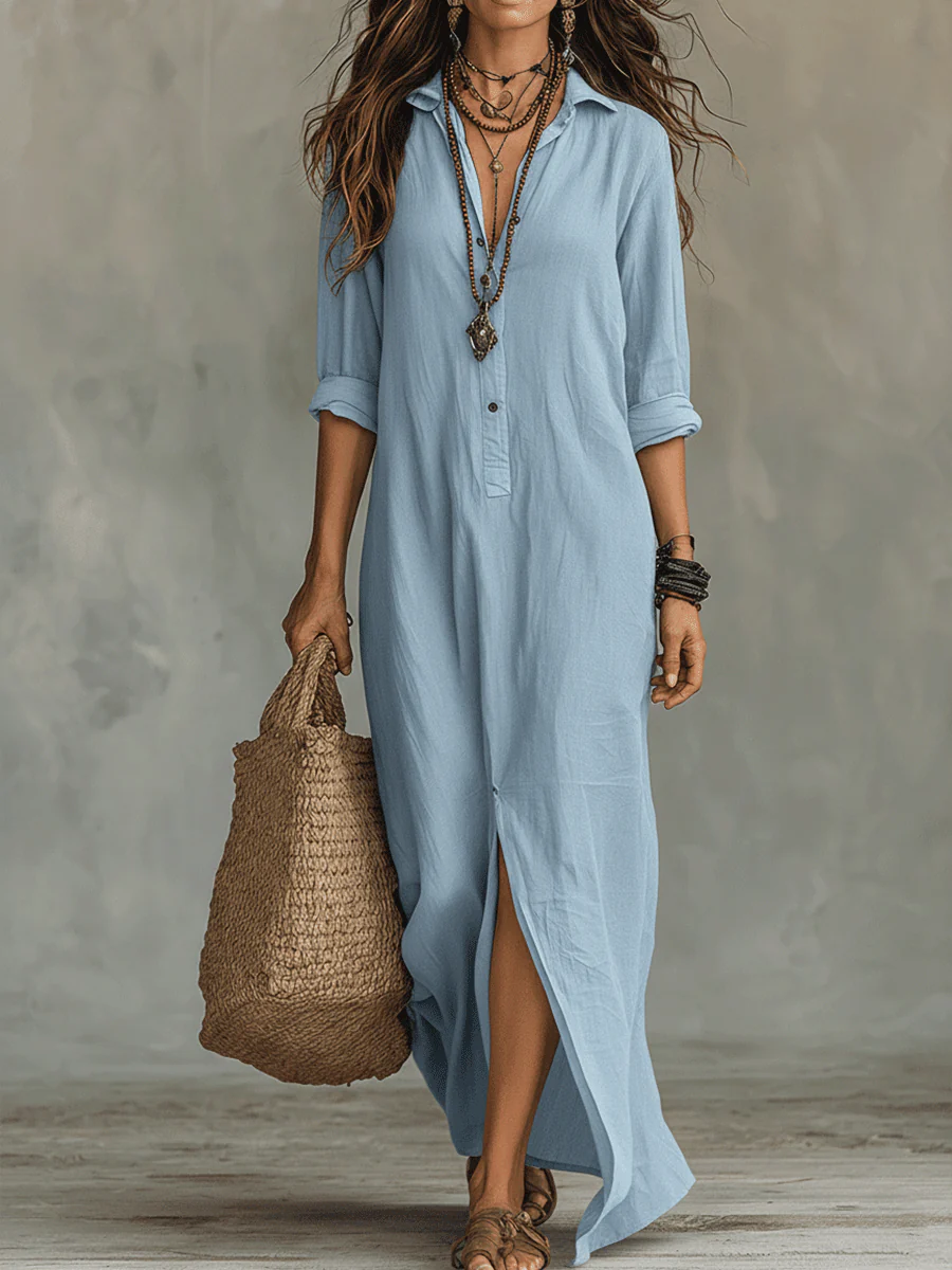SOLVEGA - Airy Button Maxi Dress