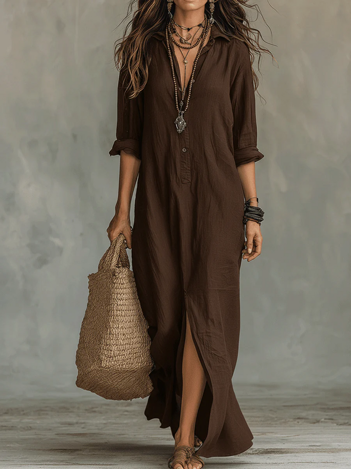 SOLVEGA - Airy Button Maxi Dress