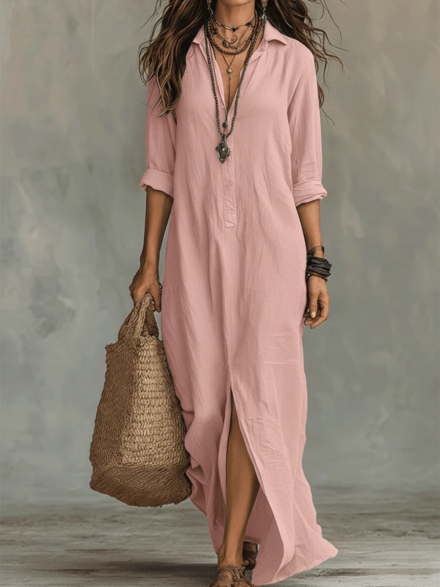 SOLVEGA - Airy Button Maxi Dress