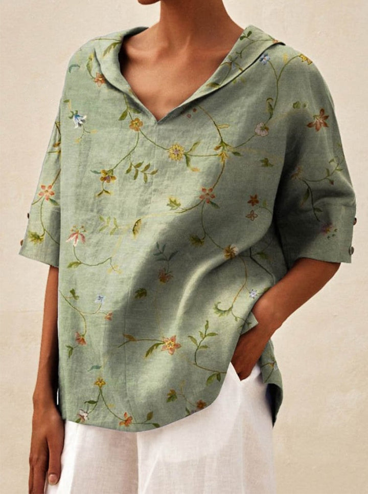 Deborah - Linen V-neck Blouse