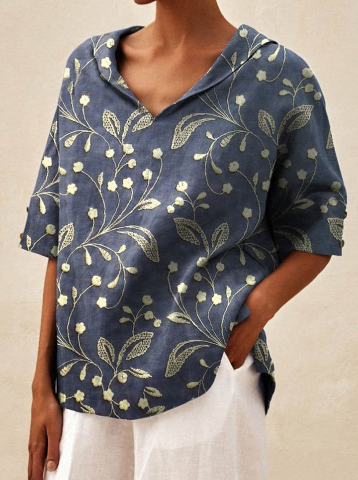 Sharon - Linen V-neck Blouse