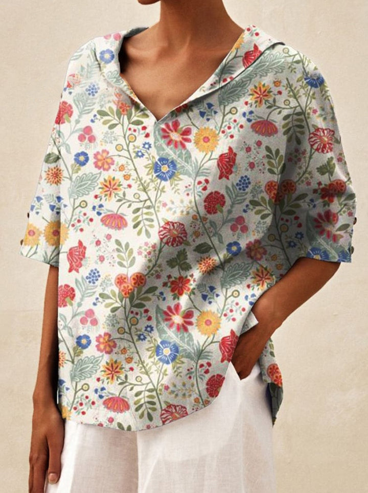 Kimberly - Linen V-neck Blouse