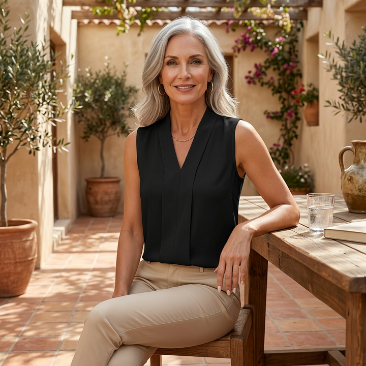 Rome - Sleeveless V-Neck Blouse